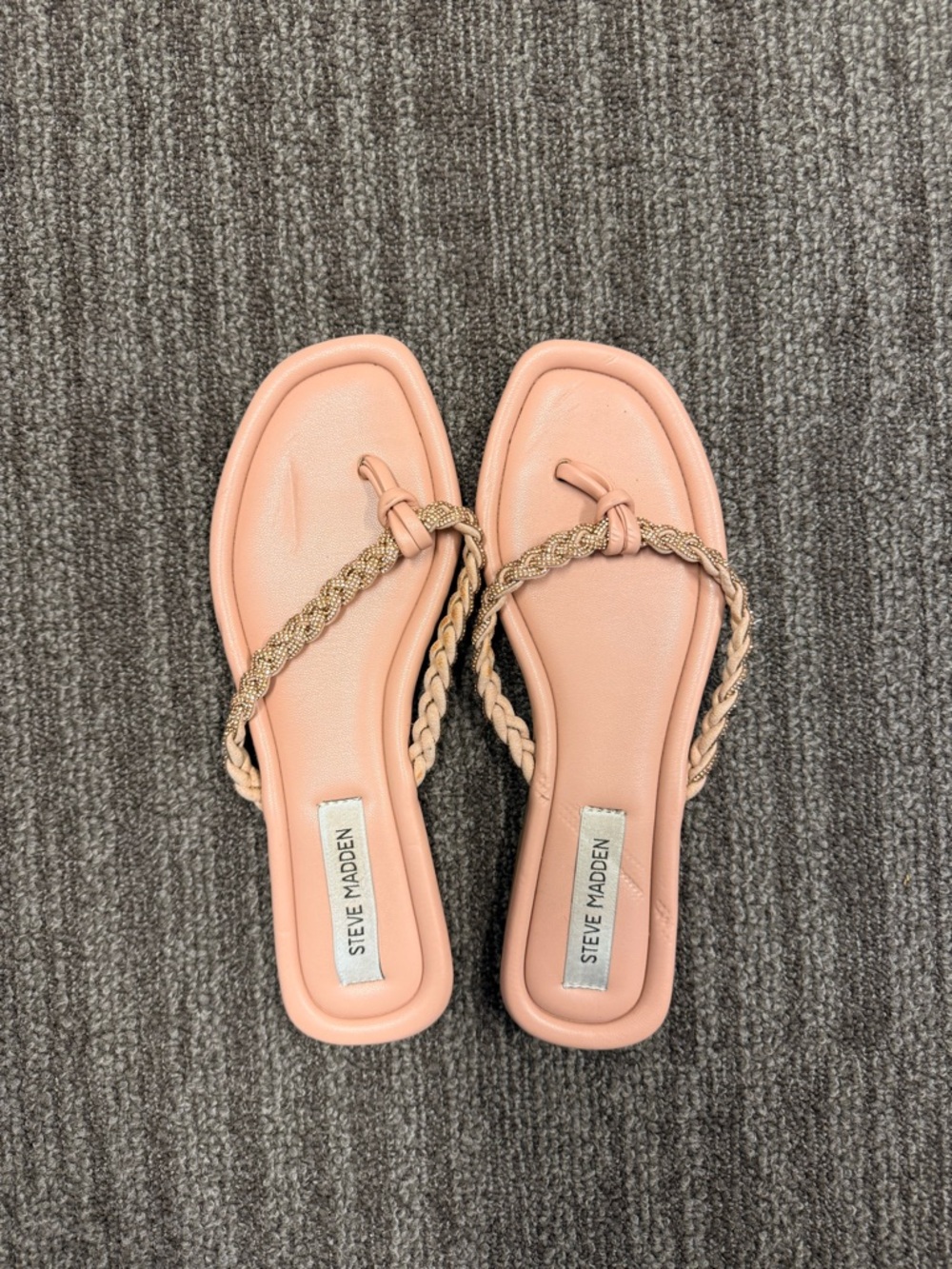 Steve Madden Blush Pink Braided Toe-Loop Sandals - Runs Small